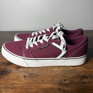 Airwalk Mens Skate Shoes Burgundy Canvas Low Top Sneakers Size 9.5